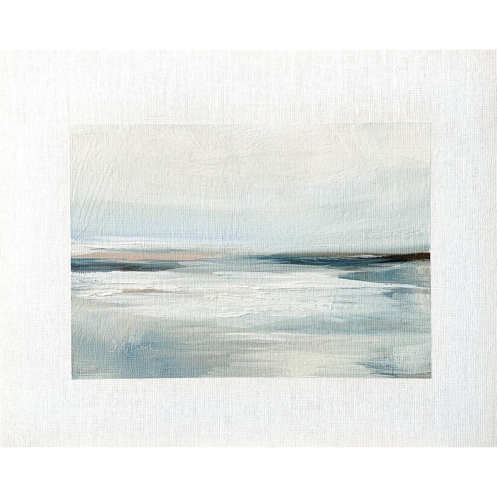 8x10 Original Oil Landscape Painting Ocean Calm Neutral Coastal Wall Art Signed